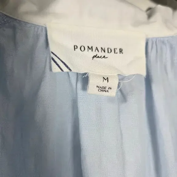 Pomander Place "Lizzie" Sky Blue Coverup Dress, Med Cotton, V-Neck tunic - Picture 4 of 10